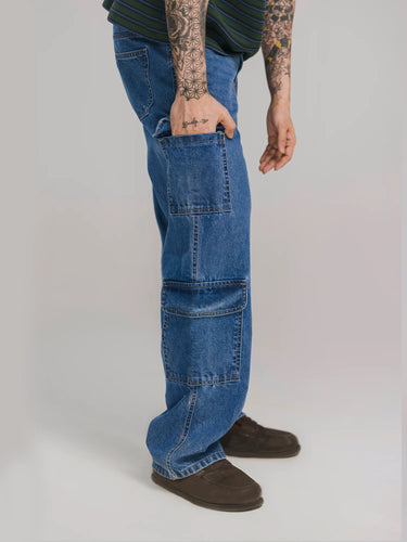 Unbound Stride Utility Denim Cargo in Classic Blue, image 3