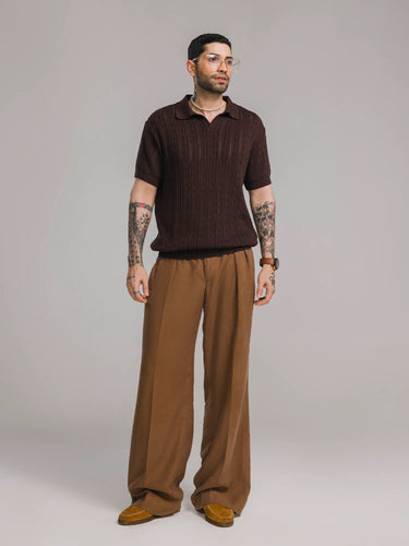 Twisted Hour Cable Knit Polo in Demitasse, image 2
