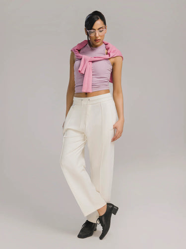Pleat Please Straight Fit Trouser in Cannoli Cream, image 2