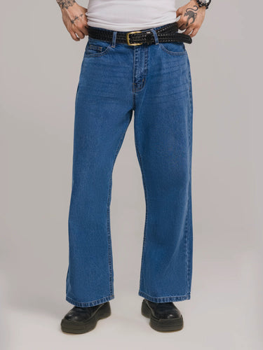 Off-Axis Wide Leg Denim in Classic Blue, image 1