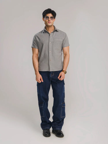 Pewter Hour Flannel Boxy Shirt in Glacier Gray, image 2