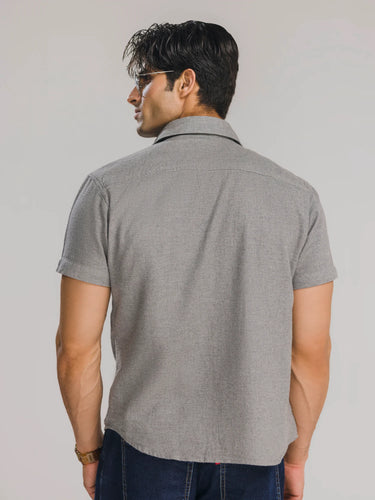 Pewter Hour Flannel Boxy Shirt in Glacier Gray, image 4