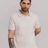 Blush Hour Drop-Needle Knit Polo in Dawn Pink, image 1